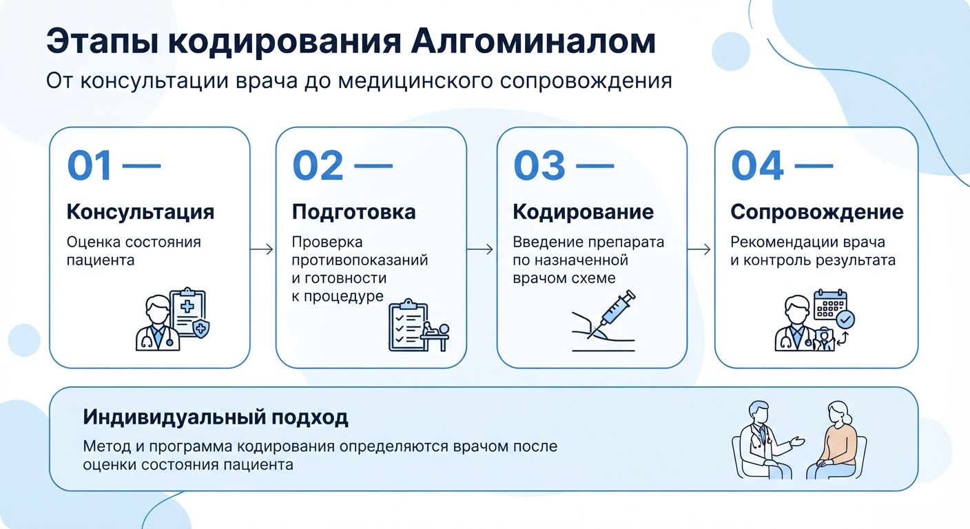 Кодирование препаратом «Алгоминал» в Щиграх инфографика